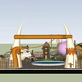 Outdoor Children's Playground With Play Structures Sandpit Green Grass And Aerial View