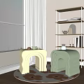 Modern side a few cream geometric side a few corners a few 3d model