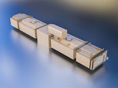 Future Architecture with Modular Beige Interconnected Modules and Modern Flat Top Design 3d model