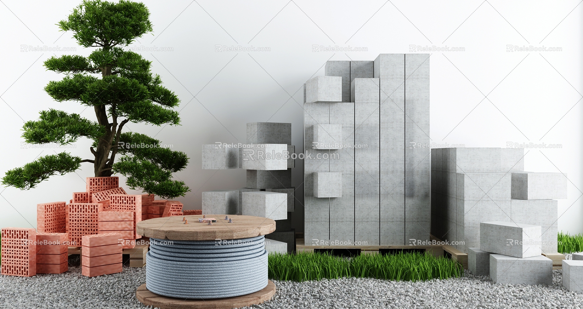 modern hollow brick 3d model