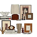 Aesthetic Decorative Ornament Combination With Lamp Frames Books Candle Holders Clock And Vase
