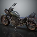 Rugged Camouflage Off Road Motorcycle With Large Tires Saddlebag And Metal Parts