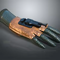 Character With Biomechanical Reptilian Scaled Glove Featuring Weapon Mechanism