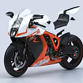 KTM RC8 Motorcycle With White Orange Black Sporty Streamlined Body Design