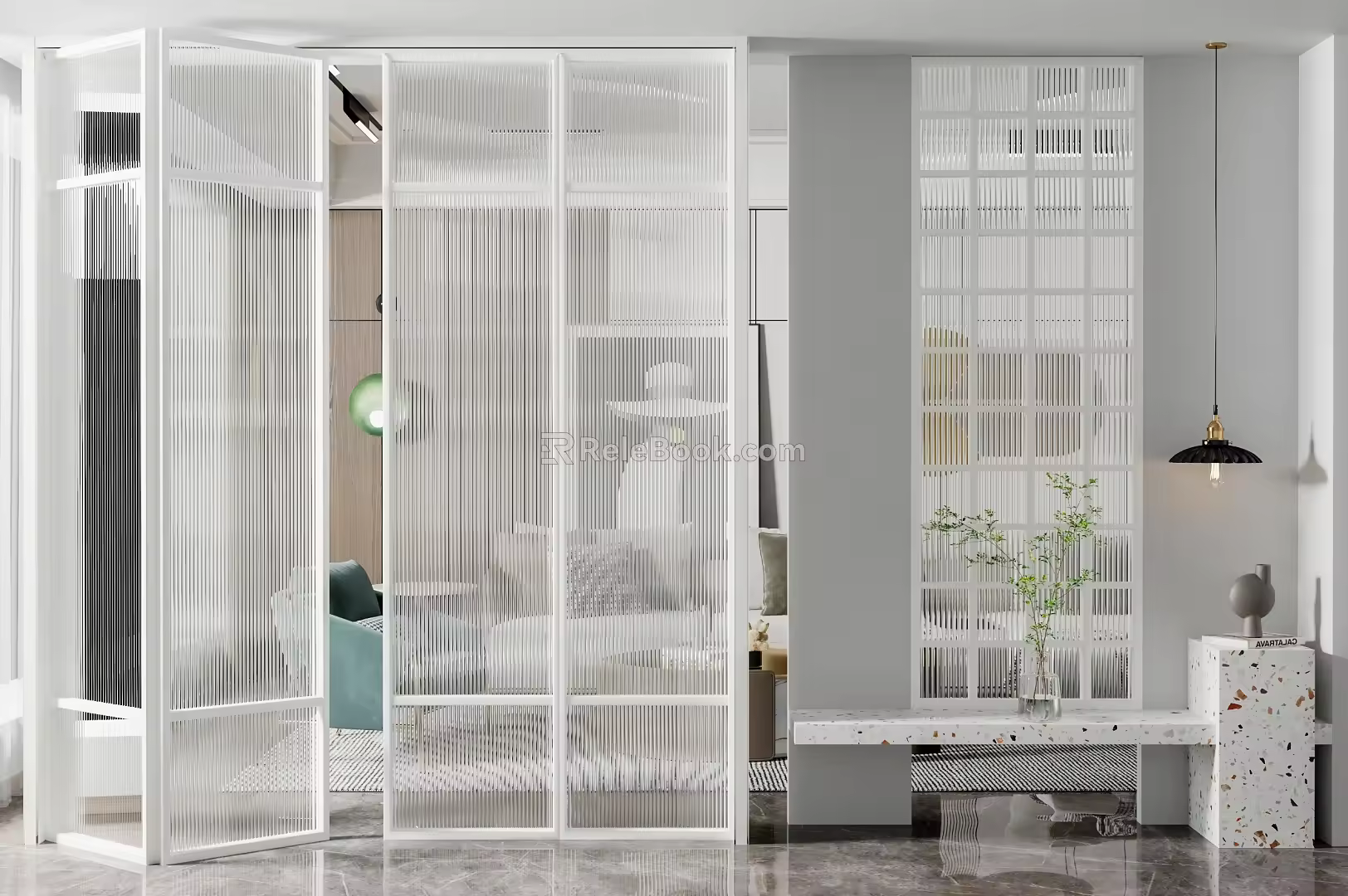 Modern partition porch partition screen 3d model