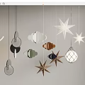 Modern Chandeliers Showcasing Star Cloud Circle And Geometric Shape Designs 3d model