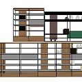 Modern Multi Tiered Bookcase Design With Wood Metal Frame Open Various Height Shelves