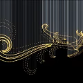 Elegant Crystal Chandelier With Golden Curved Lines And Dotted Decorations On Black Background