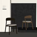 Modern Dining Chair Set With Black And Wooden Chairs Light Colored Seat Cushions