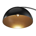 Modern Black Shade Floor Lamp With Curved Arm And Golden Interior