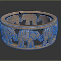 Elegant Rose Gold Ring With Intricate Elephant Carvings And Circular Design