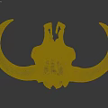 Bull Skull With Large Curved Horns And Detailed Texture On Gray Background