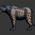 Decorative Leopard Figurine Furniture With Blue Orange Leopard Print Pattern Design