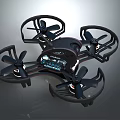 Advanced Electronic Drone With Four Propellers Black Body And Control Panel 3d model