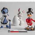 Colorful Cartoon Figurines Including Blue Character Rabbit Holding Egg And Red Duck With Top Hat