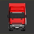 Red Semi Truck with Long Trailer and Reflective Surface on Dark Background 3d model