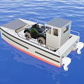Yacht With Off Road Vehicle On Deck And Cabin Sailing In Blue Water