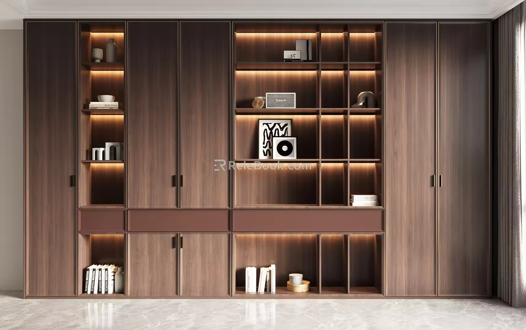 New Chinese-style Bookcase Decorative Cabinet 3d model