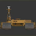 Detailed Yellow Tracked Vehicle Model With Industrial Cab Antenna And Platform