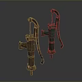 Vintage Manual Water Pumps in Rustic Red and Green Old Fashioned Design