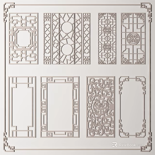 Various Stylish Partition Screens Featuring Intricate Patterns Geometric Designs And Laser Cut Details 3d model 