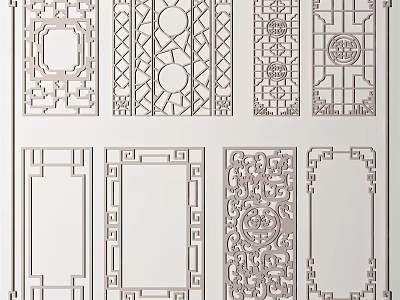 Various Stylish Partition Screens Featuring Intricate Patterns Geometric Designs And Laser Cut Details 3d model