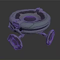 Grey Metallic Futuristic Robotic Device With Circular Design And Wheeled Base