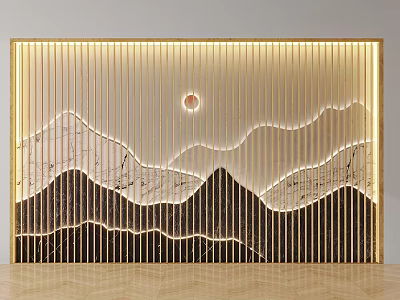 Grille background wall rockery piece rock landscape sketch proposed mountain stone grille screen partition 3d model