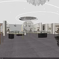 Luxurious Jewelry Store Interior Design With Glass Display Cases Chandelier And Decorative Plants