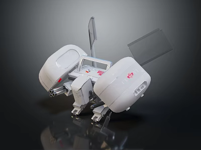 Smart Machine Featuring White Body Transparent Panels Red Logo And Mechanical Components For Precision Operations 3d model