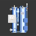 Blue Industrial Machinery With Control Panel Pipes Valves And Display Screen 3d model