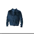 Blue Work Style Jackets With Stand Collar Multiple Pockets And Button Closure 3d model