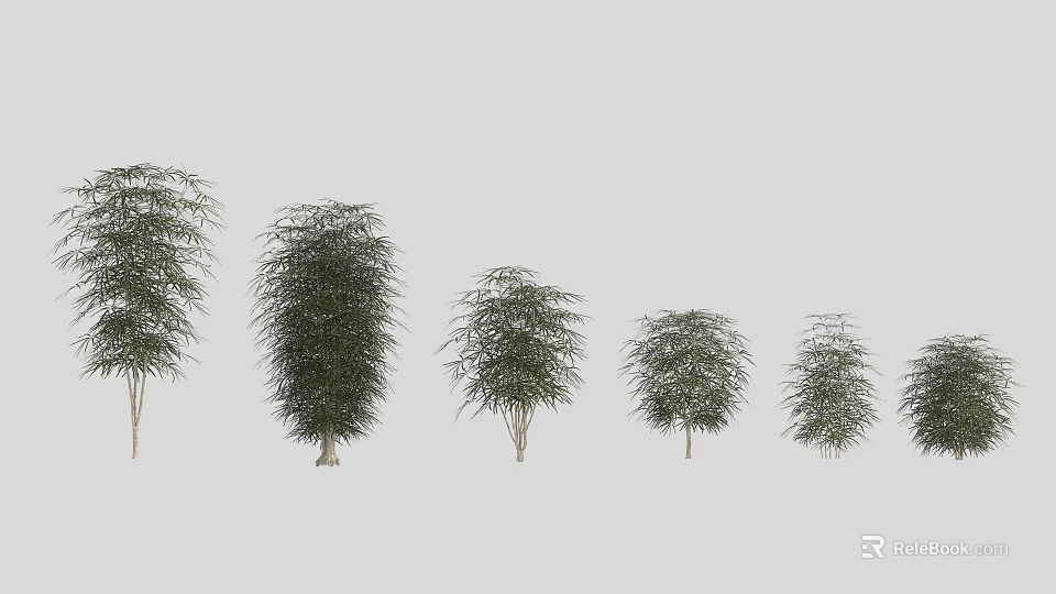 Various Sizes Of Arbor Trees With Lush Green Foliage In Landscaping 3d model 