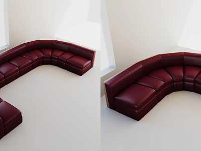 Modern Burgundy Leather Curved Sofa Design For Stylish Living Room Interiors 3d model