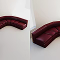 Modern Burgundy Leather Curved Sofa Design For Stylish Living Room Interiors