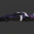Purple Sports Car With Modified Wide Body Rear Spoiler And Alloy Wheels