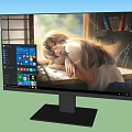 Modern Dual Computer Monitors With Sleek Design Displaying Girl Reading Image And Windows Desktop