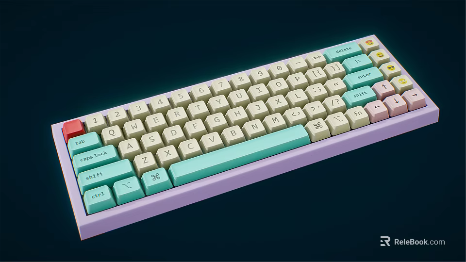 Colorful Pastel Mechanical Keyboard with Ergonomic Layout for Computer Use 3d model 