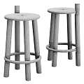 Light And Pink Wooden Bar Stools With Round Seat And Circular Rungs