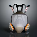 Firefighting Equipment Gas Mask with Adjustable Head Straps Transparent Face Shield and Orange Filters