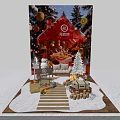 Zhou Hei Ya Festive Christmas Photo Spot With Red Cabin Snow Decorations