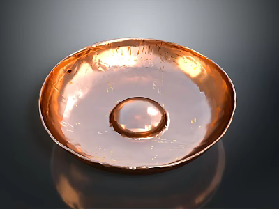 Exquisite Handcrafted Copper Bowl Featuring Intricate Sculptural Carving Design 3d model