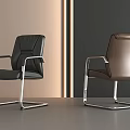 Modern Leather Office Chairs Black and Brown with Metal Frame in Minimalist Space