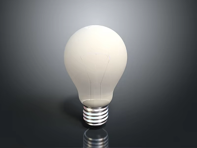 White Light Bulb With Metal Base Smooth Surface And Dark Background Reflection 3d model
