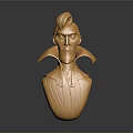 Golden Male Bust Sculpture With Stylish Hair And Cape Collar Design