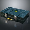Dark Green Sturdy Toolbox With Yellow Handle Textured Surface And Metal Clasps