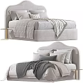 Modern Bedroom Bed Interior Design With Upholstered Headboard Pillows And Linen Blankets