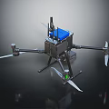 Professional Drone With Four Propellers Black Body And Blue Top Equipment