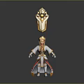 Man In White And Gold Outfit With Red Accents And Golden Headdress Standing Pose