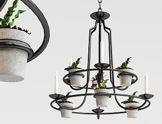 Industrial LOFT chandelier potted chandelier 3d model